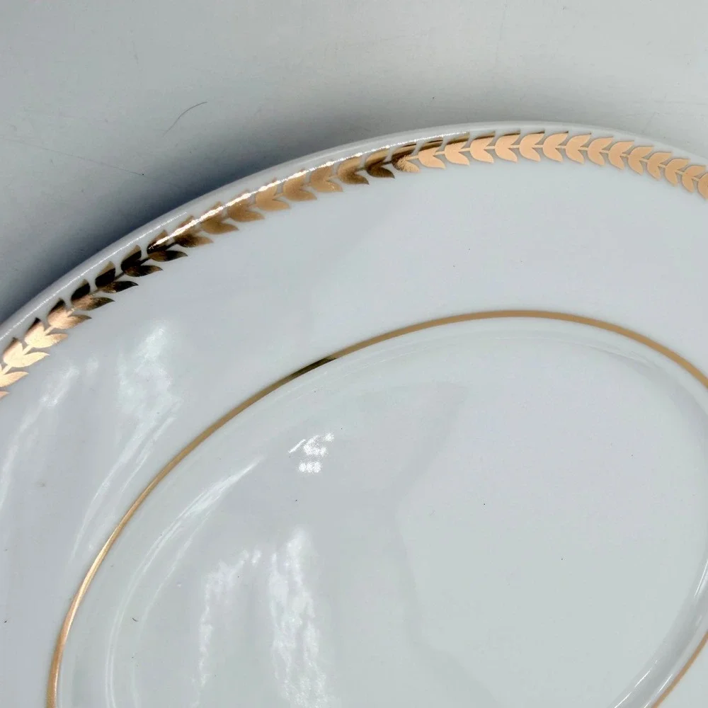 Dennis Basso 8pc Plate Set Gold White Ceramic Buffet Dessert Plates‎ New